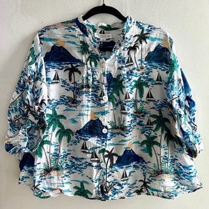 Emerson Fry, Mandarin Collar Top - Tropics - Size OS